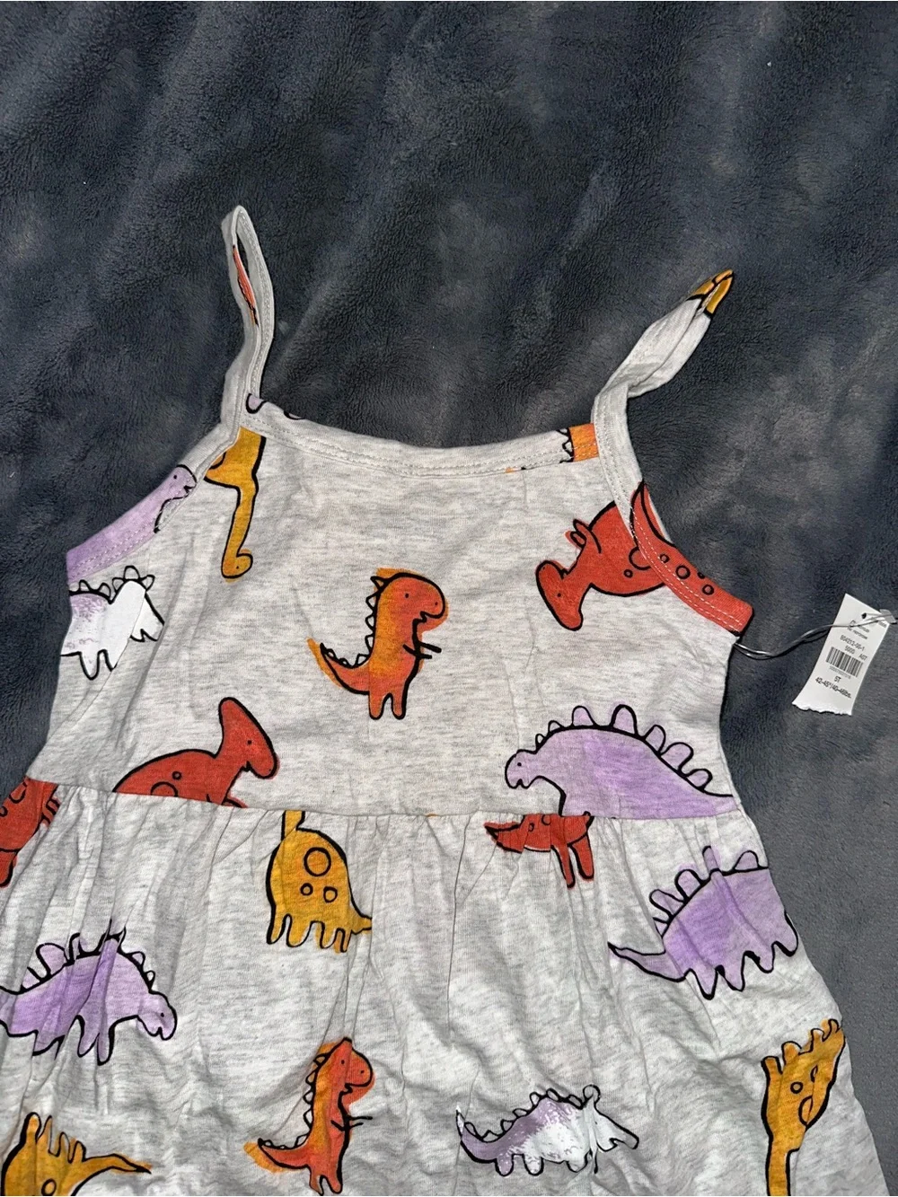 Old Navy toddler girl Grey Dinosaur Print Tank Dress - Multicolor Dinosaurs
